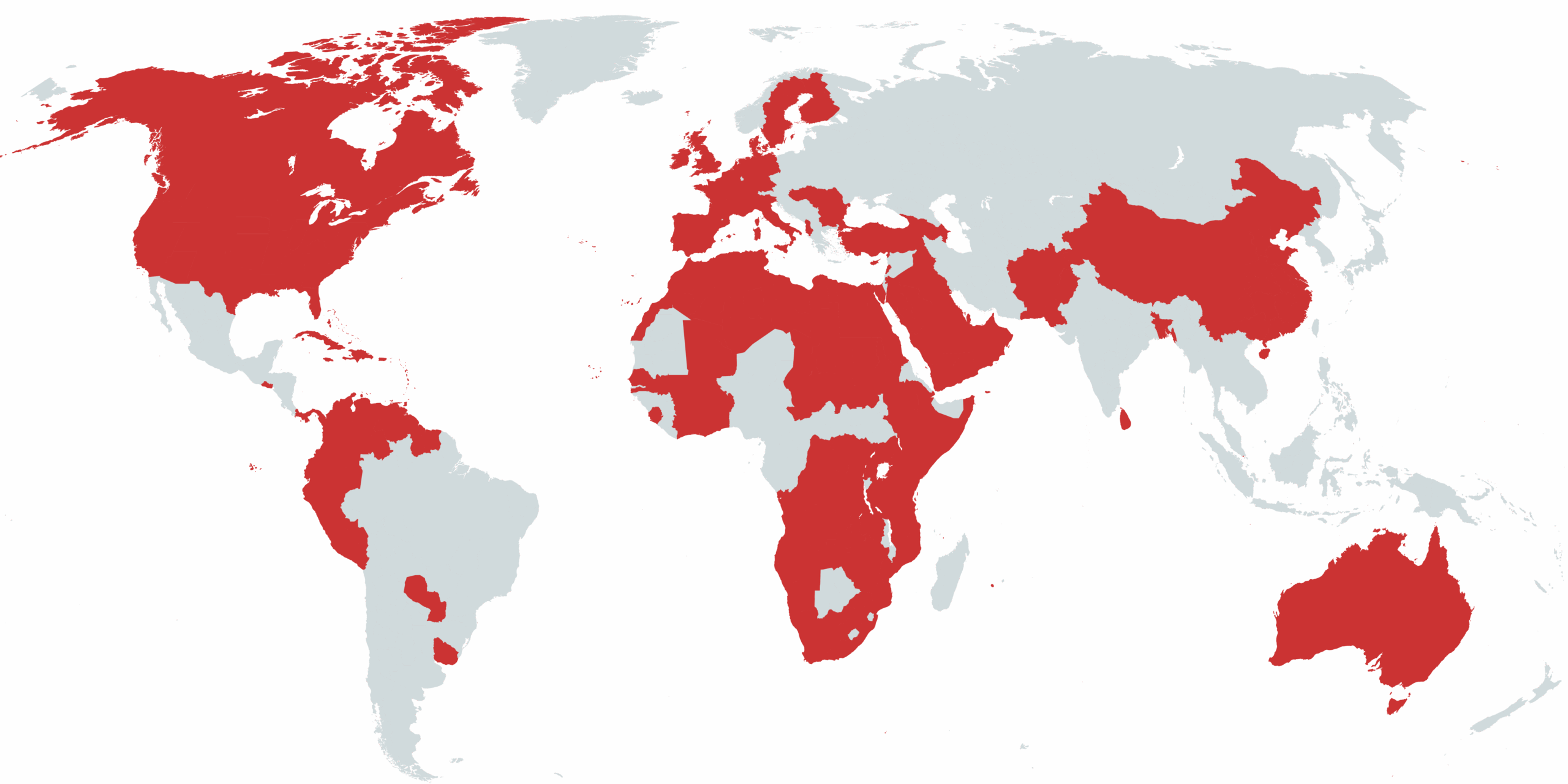 Map of the countries FlavourTech has exported to