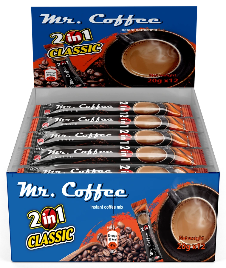Mr. Coffee Kahve karışımı saşeleri — Klasik 2in1 · tepsi kutusu
