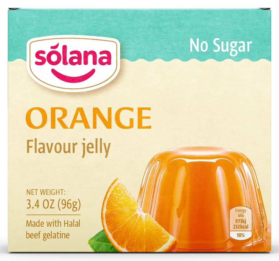 Solana Şekersiz Aromalı jelatin — Portakal · 12g · Kutu