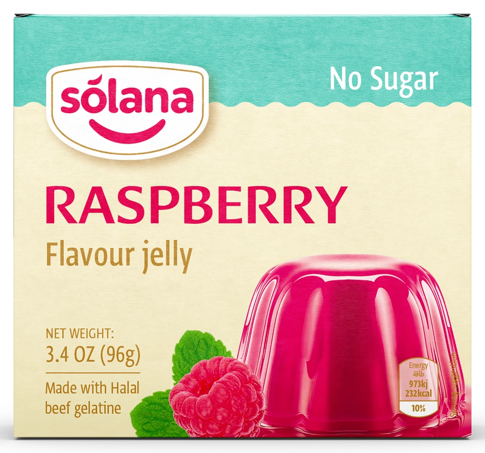 Solana Şekersiz Aromalı jelatin — Frambuaz · 12g · Kutu