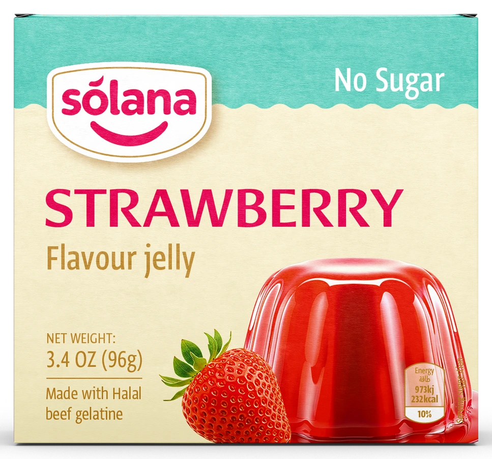 Solana Şekersiz Aromalı jelatin — Çilek · 12g · Kutu