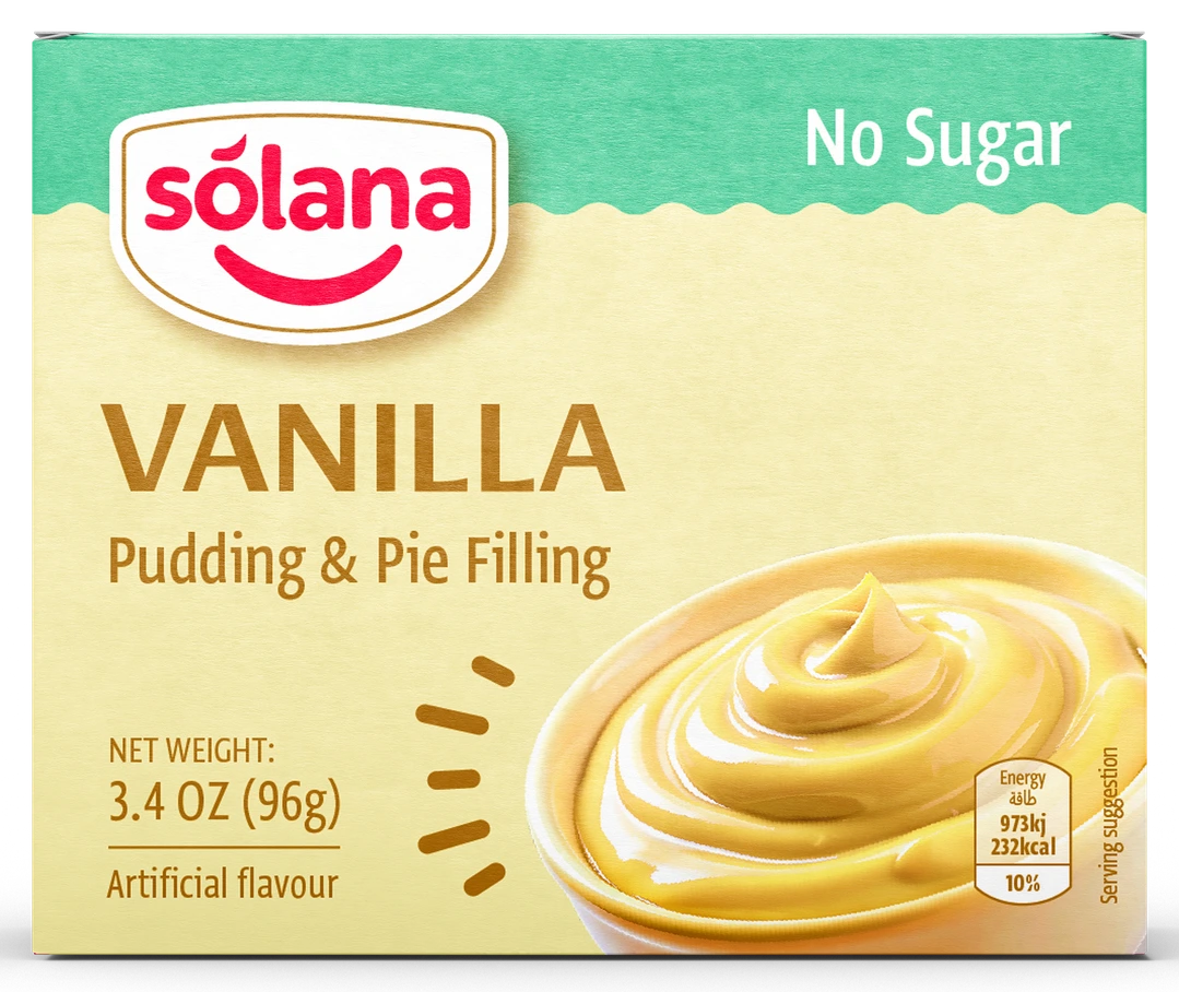 Solana Hazır puding ve turta dolgusu (şekersiz) — Vanilya · 96g · Kutu