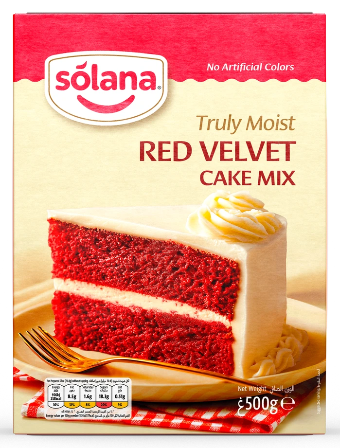 Solana Kek karışımları — Kırmızı Kadife · 500g · Kutu